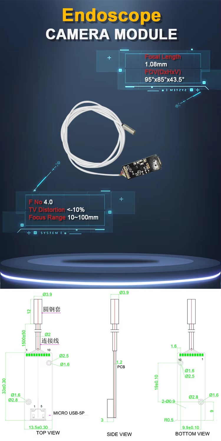 1mp OV9734 センサー USB2.0 内視鏡カメラモジュール